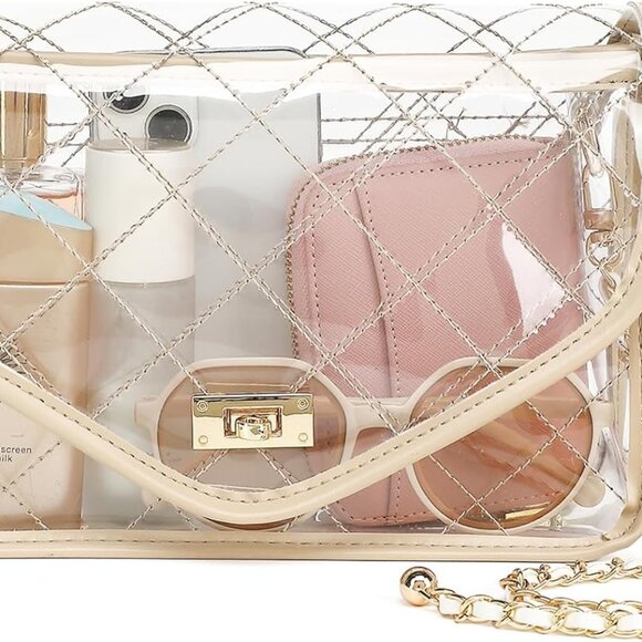 Clear Bag for Stadium Events Clear Purse for Women Quilted PVC Clear Crossbody B - Picture 1 of 6